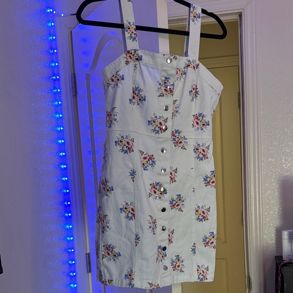 Native Floral Sundress with Blue and Pink Accents